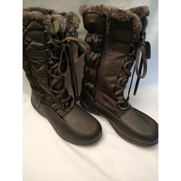 Tracey III Pewter Lace UP Zippered High Wide Boot NEW Totes - Picture 1 of 10